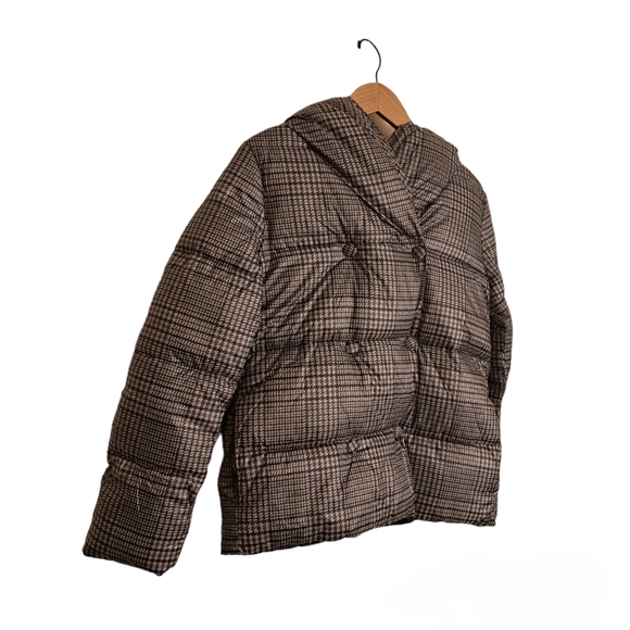 Jason Wu Gray Houndstooth Double Breasted Puffer Coat - Picture 4 of 7